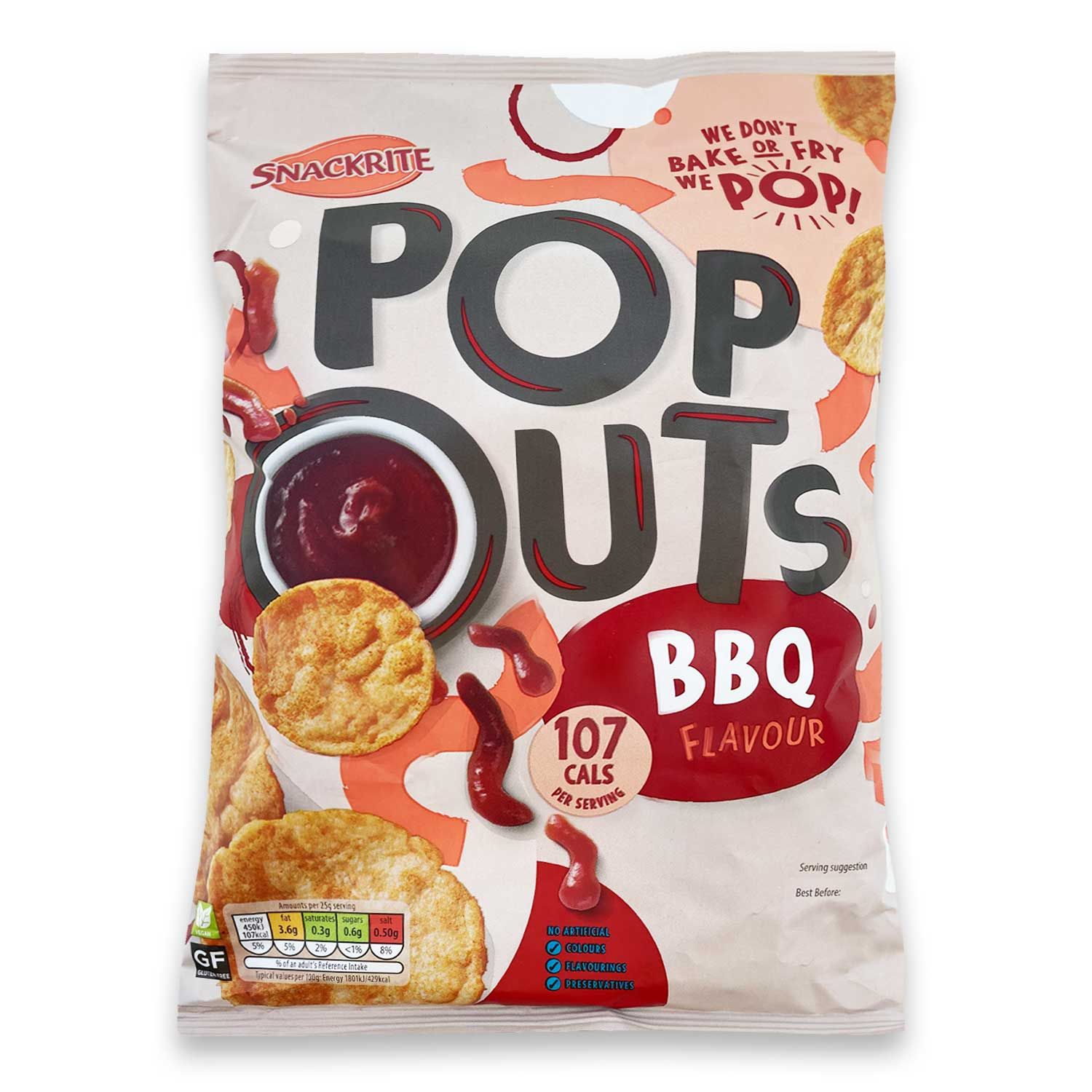 Pop Outs BBQ Flavour 100g Snackrite